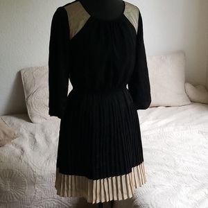 🌟10 FOR $30 Black and gold Satin Pleated Dress